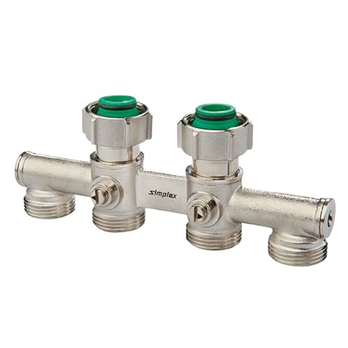 Simplex 4-fach H Modul für Heizkörper mit integrierten Ventilen, G3/4" Außenanschluss - Eurokonus Dichtungen - F10059 von Simplex