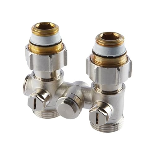 Simplex Einrohr-Hahnblock G3⁄4"M x G1⁄2"M Durchgang Doppelkugelhahn Heizkörper Anschluß Heizung - F10001 von Simplex
