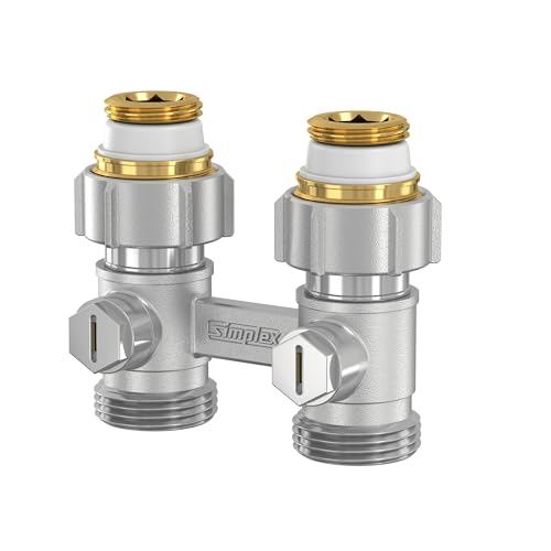 Simplex Zweirohr Hahnblock Exclusiv D1/50 G 3⁄4" M x G 1⁄2" M Durchgang Doppelkugelhahn Heizkörper Anschluß Heizung - F10010 von Simplex