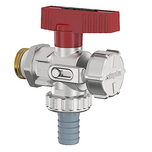 Simplex KFE-Kugelhahn G1/2" M x G3/4" M für den Einsatz in Heizungsanlagen, mit rotem Hebelgriff, selbstdichtend mit Spezialgewindedichtung. - F10671 von Simplex