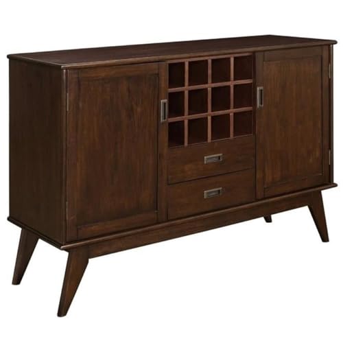 Simpli Home Draper Mid Century Sideboard Buffet & Winerack, Holz, medium Auburn Brown, 137.16 x 43.18 x 91.44 cm von Simpli Home