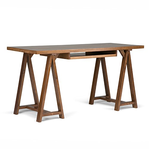 Simpli Home Sawhorse Desk, Holz, medium Saddle Brown, 152.4 x 60.96 x 76.2 cm von Simpli Home