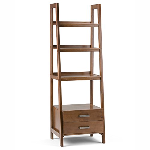 Simpli Home Sawhorse Ladder Shelf with Storage, Holz, medium Saddle Brown, 60.96 x 50.8 x 182.88 cm von Simpli Home