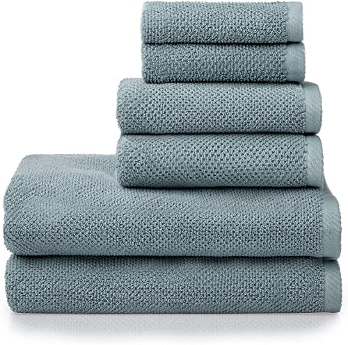 Simpli-Magic 79458 Popcorn Strukturiertes Badetuch-Set, 2 Badetücher, 2 Handtücher, 2 Waschlappen, 6-teilig, blau von Simpli-Magic