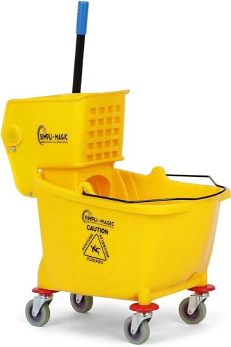 Simpli-Magic Kommerzieller Wischeimer mit seitlichem Auswringer, 26 Quart, Gelb von Simpli-Magic