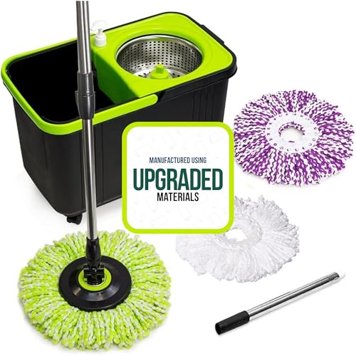 Simpli-Magic Premium Spin Mop Reinigungseimer Set mit 3 Mikrofaser-Wischmoppköpfen im Lieferumfang enthalten von Simpli-Magic