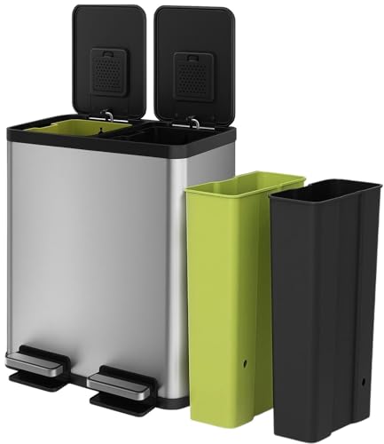 Simpli-Magic Rechteckiger Mülleimer mit zwei Fächern, 60 Liter, Edelstahl, 30 x 30 l Fassungsvermögen Simpli-Magic Rechteckiger Mülleimer mit zwei Fächern, 60 Liter, Edelstahl, 30 x 30 l Fassungsvermögen von Simpli-Magic