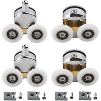 4er Set Doppelrollen - für Duschschiebetür, 2 Räder 23 mm Durchmesser, Zinklegierung, Badezimmer von Simplicity