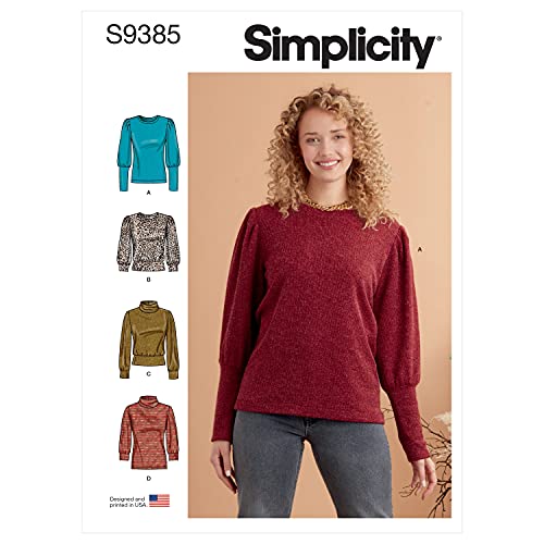 SIMPLICITY SS9385U5 Damen Weste Over-The-Head Strickoberteile mit gebändertem oder hohem Ausschnitt, Plissee oder einfarbig, Länge und Ärmelvarianten, 16-18-20-22-24 von Simplicity