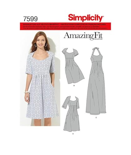 Simplicity 1800 Schnittmuster für Damenkleid, offener Ausschnitt, Größen 20 W-28 W von Simplicity