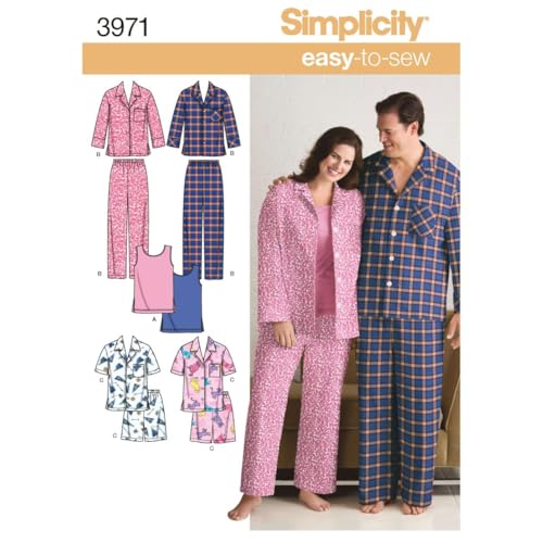 Simplicity Einfach zu nähende Schlafanzüge für Herren und Damen, Größen S-L von Simplicity