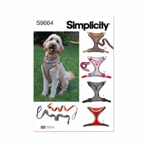 Simplicity SS9664A Hundegeschirr in den Größen S-M-L und Leine mit Besatzoptionen A von Simplicity