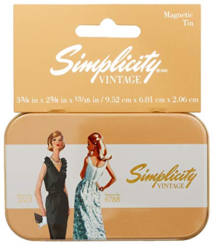 Simplicity Vintage Magnetic Notions Blechdose, gestreift, Zinn, Mehrfarbig, Einheitsgröße von Simplicity