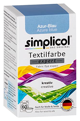 simplicol Textilfarbe expert Azur-Blau 1710 - Zum Umfärben und Auffrischen von Kleidung, Waschmaschinenfest, für Baumwolle, Wolle, Seide, Leinen, Viskose & Mischgewebe von simplicol