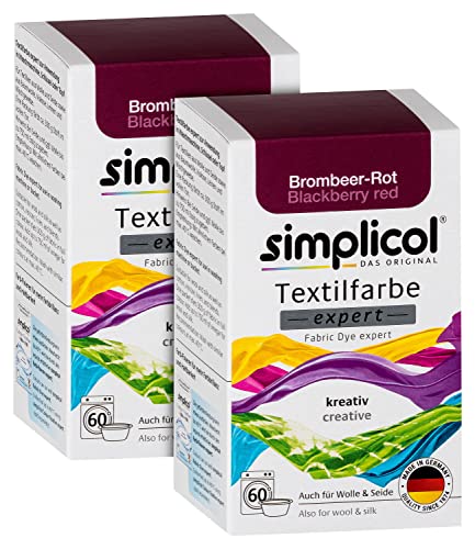 simplicol Textilfarbe expert Brombeer-Rot 1706, 2er Pack: Farbe für kreatives, einfaches Färben in der Waschmaschine oder manuell, 150 g (2er Pack) von simplicol