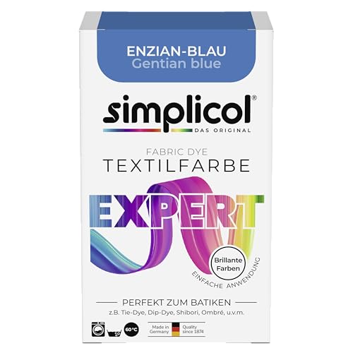 simplicol Textilfarbe expert Enzian-Blau | Perfekt zum Batiken und für kreative DIY-Projekte | Einfache Anwendung | Farbpulver | 150 g von simplicol