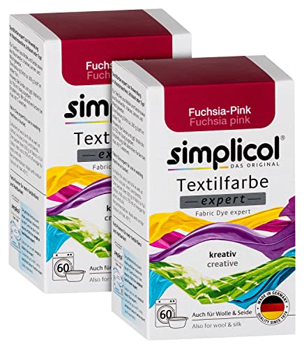 simplicol Textilfarbe expert Fuchsia-Pink 1705 2er Pack: Farbe für kreatives, einfaches Färben in der Waschmaschine oder manuell von simplicol