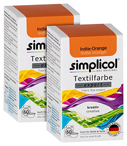 simplicol Textilfarbe expert India-Orange 1702, 2er Pack: Farbe für kreatives, einfaches Färben in der Waschmaschine oder manuell von simplicol
