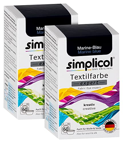 simplicol Textilfarbe expert Marine-Blau 1708, 2er Pack: Farbe für kreatives, einfaches Färben in der Waschmaschine oder manuell, 150 g (2er Pack) von simplicol