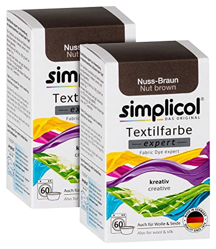 Simplicol Textilfarbe expert Nuss-Braun 1716, 2er Pack: Farbe für kreatives, einfaches Färben in der Waschmaschine oder manuell von simplicol