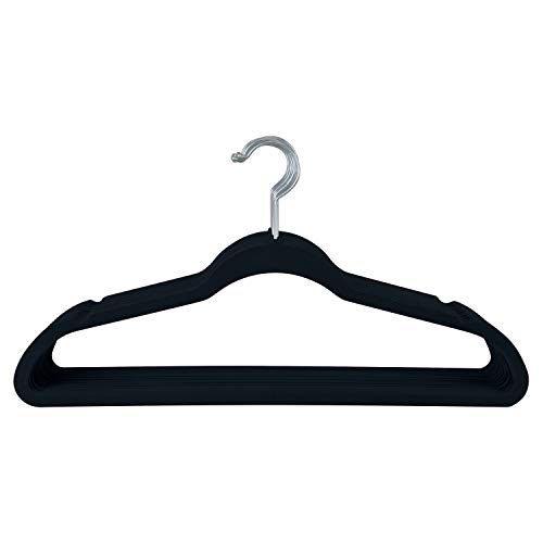 Simplify 10 superdünne Samt-Kleiderbügel, platzsparend, Schrank-Organisation, rutschfest, langlebige Kleiderbügel für Kleider, Mäntel, Hosen in schwarz von Simplify