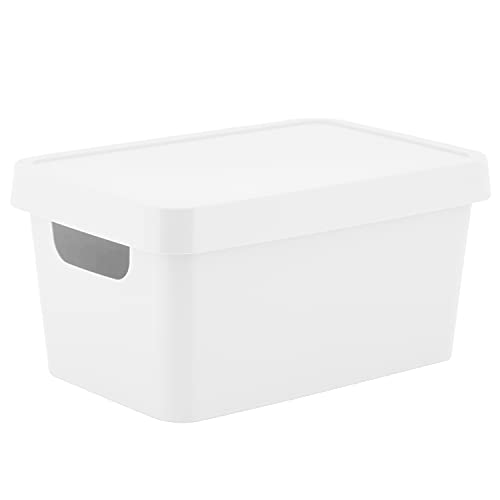 Simplify Kleine Vinto Aufbewahrungsbox | Klickverschluss | Maße: 24,8 x 17 x 12,3 cm | stapelbar | Home Organization | 2 Griffe | Weiß von Simplify