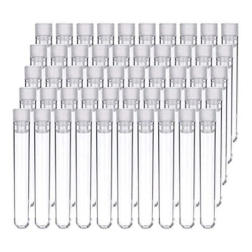 Simpls 100 StüCk Klare Kunststoff Reagenz GläSer mit WeißEn Schraub Kappen Proben BehäLter Flaschen Druck Kappen 12X75Mm von Simpls