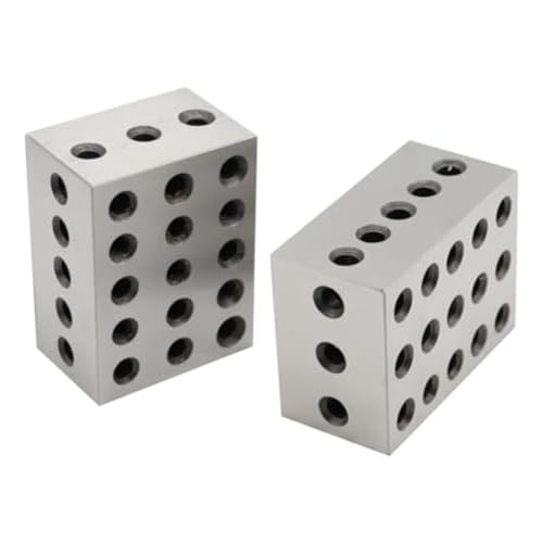 Simpls 2 Stück 2-3-4 Blöcke, Passendes Paar, 23 Löcher, Präzisionsgeschliffenes Einrichtungsset für Maschinenbau mit Stahl-Parallelblöcken, HRC 55-62 (2-3-4 Blöcke 0,0003) von Simpls