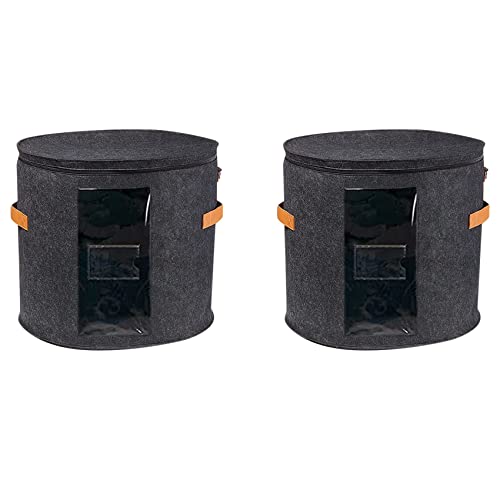 Simpls 2X Hutbox Rund - Faltbare Hutbox mit Deckel für Klamotten und Tierspielzeug, Tragebox Dunkelgrau von Simpls