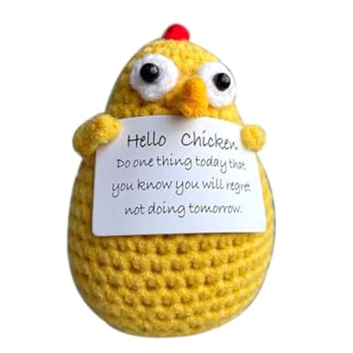 Simpls Fertig: „Hallo Huhn“-Häkel-Gelb, Lustige Strickpuppe, Positive Ermutigung, Strickpuppe von Simpls