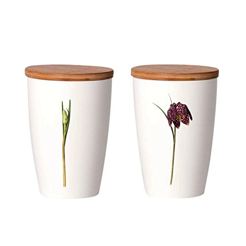 Simply Flowers - Tasse, Kaffeetasse, Teetasse, Vorratsdose - mit Bambusdeckel - Motiv: Schachbrettblume - 360 ml von Simply Flowers