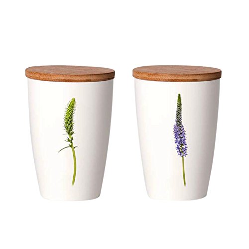 Simply Flowers - Tasse, Kaffeetasse, Teetasse, Vorratsdose - mit Bambusdeckel - Motiv: Ehrenpreis - 360 ml von Simply Flowers