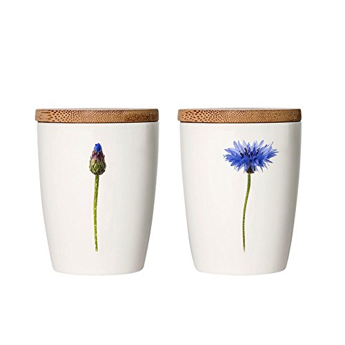 Simply Flowers - Tasse, Kaffeetasse, Teetasse, Vorratsdose - mit Bambusdeckel - Motiv: Kornblume - 240 ml von Simply Flowers