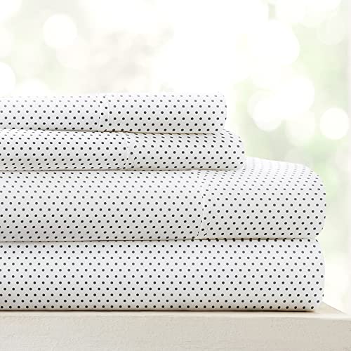 Einfach Soft 4 Stück zum Tüpfeln Muster Bed Sheet Set, grau, Queen von Linen Market