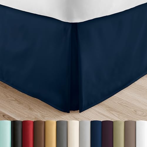 Linen Market Plissee-Bettrock, Doppelbett, Größe XL, Marineblau von Linen Market