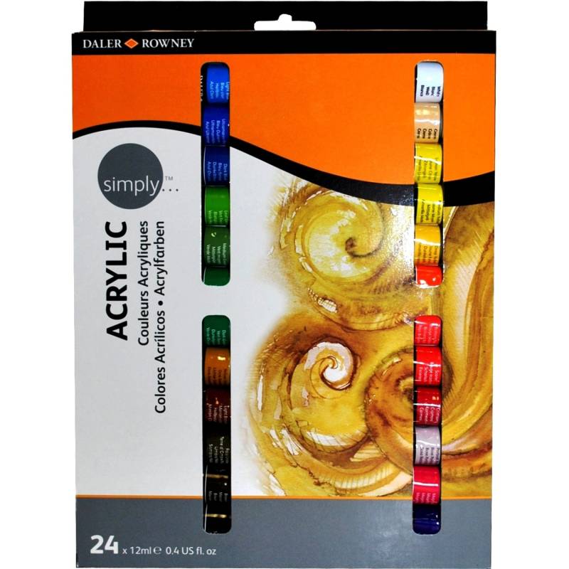 Daler-Rowney Simply Acrylfarben-Set mit 24 x 12 ml Farbtuben von Simply