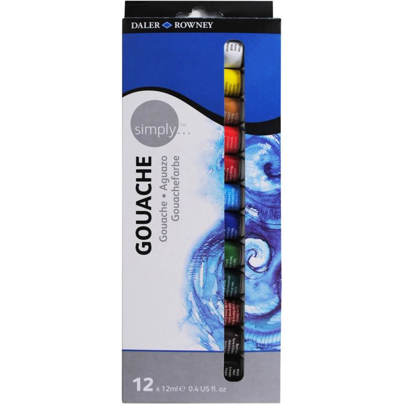 Daler-Rowney Simply Gouache-Set mit 12 x 12 ml Farbtuben von Simply