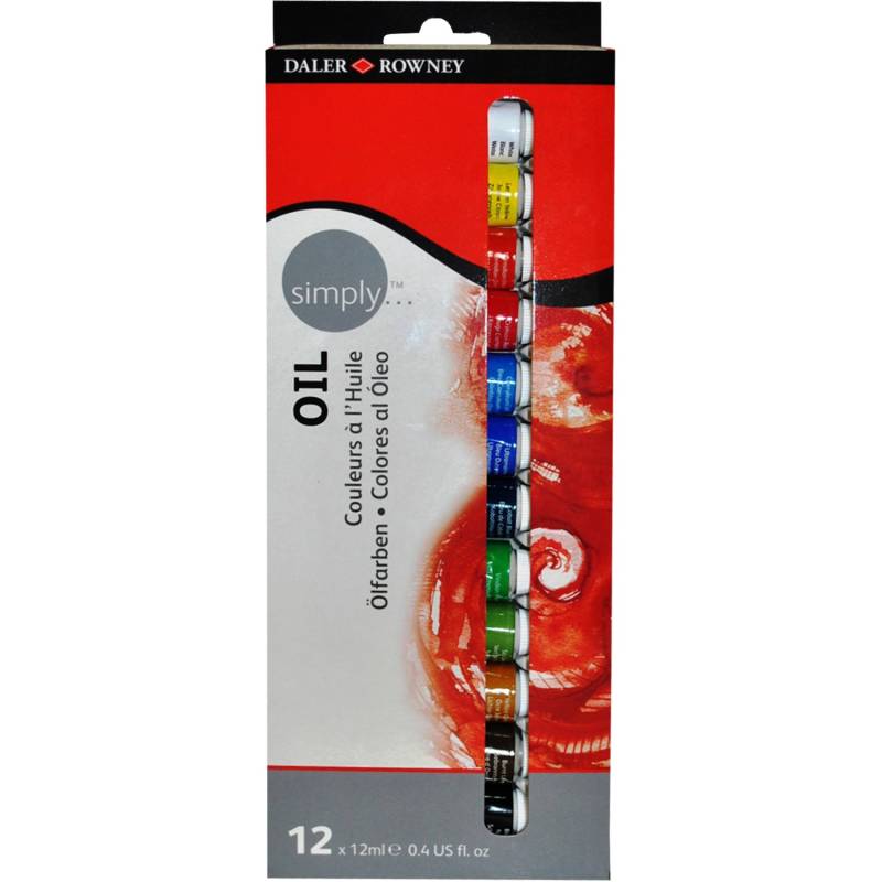 Daler-Rowney Simply Ölfarben-Set mit 12 x 12 ml Farbtuben von Simply