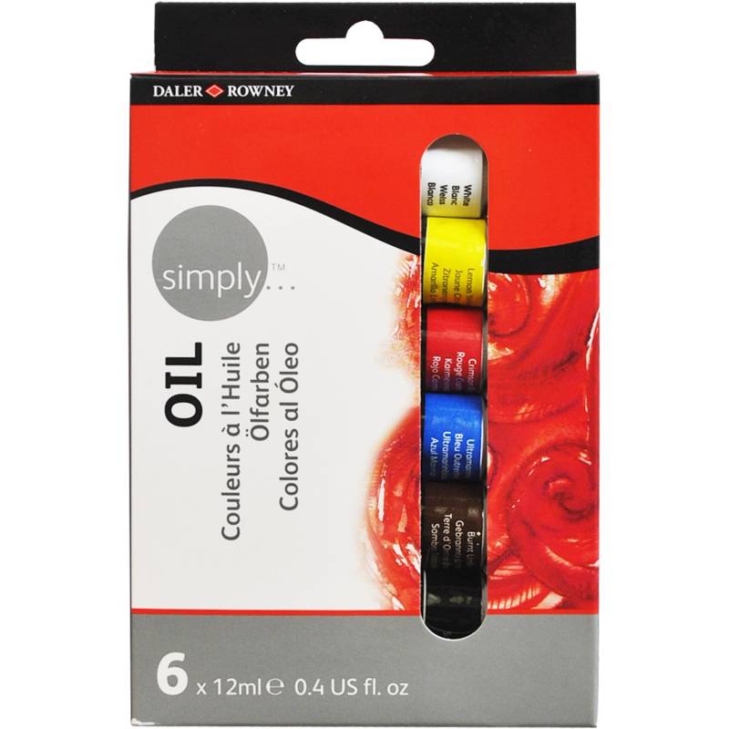 Daler-Rowney Simply Ölfarben-Set mit 6 x 12 ml Farbtuben von Simply