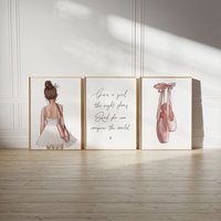 3Er Set Ballerina Prints, Tanz Zitat Druck, Illustration, Ballett Dekor, Wandkunst, Geschenk, Tochter Ungerahmt von SimplyExtraJordanary