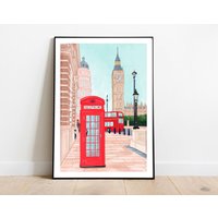 London Kunstdruck, Wandkunst, Druck, Big Ben Kunstwerk, Reiseposter, England von SimplyKatyprints