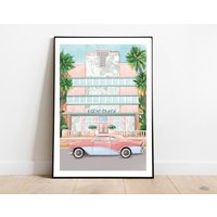 Miami Kunstdruck, Beach Art, Art Deco Druck, Reise Poster, Wanddekor, Wandkunst von SimplyKatyprints