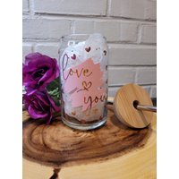 Love You Iced Kaffeeglas/Sodadose Glas/Bierdose Glas/Libbey Glas Mit Oder Ohne Deckel/Perfekt Für Ameise Geliebte von SimplyKraftedbyKay