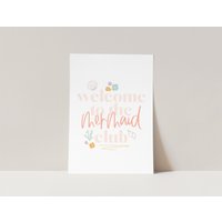 Willkommen Im Mermaid Club Kinderdruck, Kinder Ozean Wandkunst, Meerjungfrau Schlafzimmer Dekor, Unter Dem Meer Spielzimmer Druck, Kinderzimmer Dekor von SimplyLittleCo