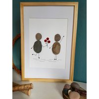 Steinbild "Blumenstrauß" - Blumen -Kieselsteinbild Danksagung Geburtstags Geschenk Freundin Stoneart von SimplyMaWi