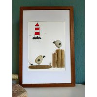 Steinbild Meer - Möwe Leuchtturm Kieselsteinbild Geburtstag Geschenk Stoneart Freundin Steinbild Meer - Möwe Leuchtturm Kieselsteinbild Geburtstag Geschenk Stoneart Freundin von SimplyMaWi