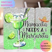 Mamacita Braucht Einen Margarita Becher - 20 Unzen Skinny Faux Glitter Cup Sublimiertes Geschenk Für Mütter & Margarita-Liebhaber von SimplyMagnoliaMarket