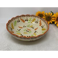 Große 13 1/2-Zoll Salat-/Servierschüssel Temptations By Tara Old World Oak Leaf Fall Muster ~ Auslaufmuster Thanksgiving/Ernte/Herbst von SimplyRight4You