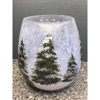 Bemaltes Weinglas Handgemachtes Stielglas Alkohol Kaffeetasse Urlaub Weihnachtsgeschenk Einzigartiges Handgemachtes Geschenk Winterszene Schnee von SimplySageBySarah