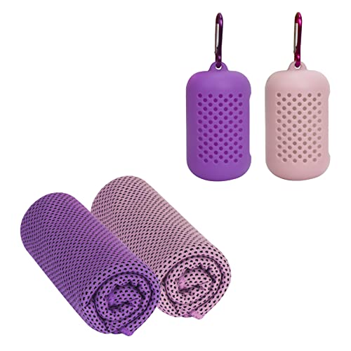 Simpolor 2 Stück Kühltuch, Yoga Handtuch Eistuch Mikrofaser Handtuch für Yoga, Sport, Fitnessstudio, Workout, Camping, Fitness, Workout - Rosa und Lila von Simpolor